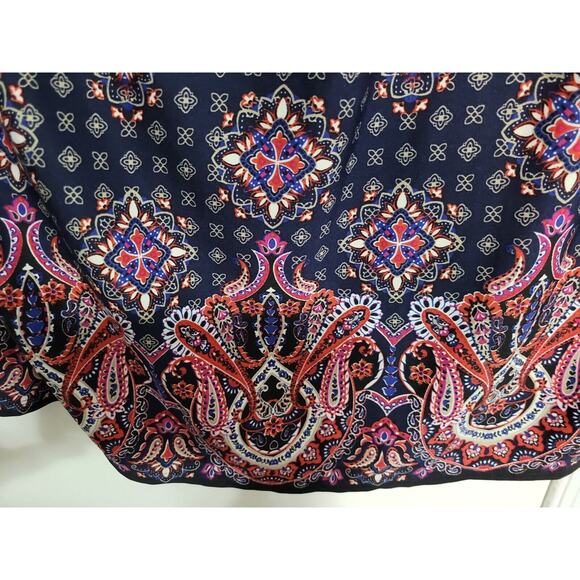 New Directions 3/4 Sleeve Tunic Embroidered Plus Size Top - Size 1X - Navy Multi - Picture 6 of 9